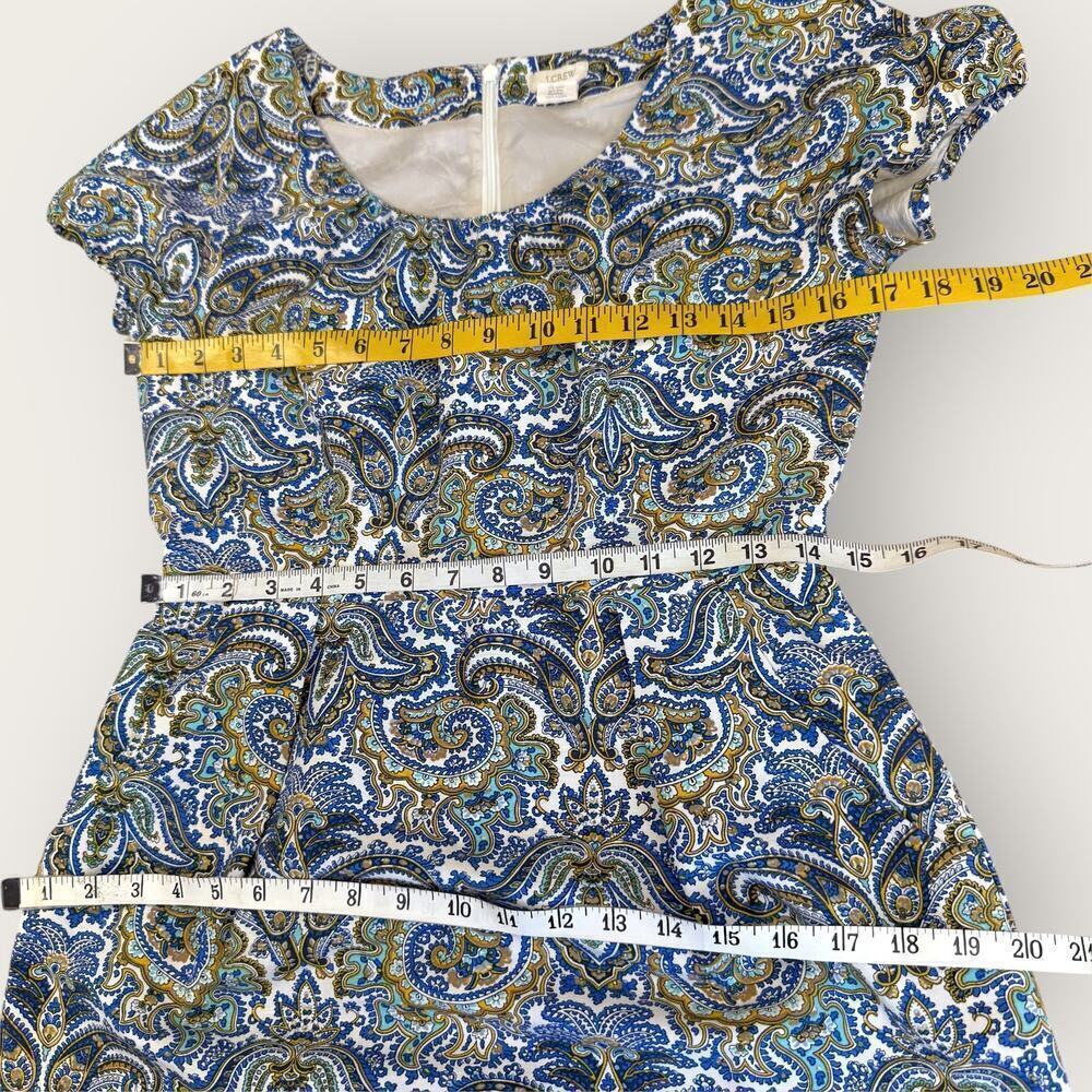 J. Crew Cotton Silk Blend Cap Sleeves Sheath Mini Dress Size 4 Peacock Paisley - Picture 12 of 14